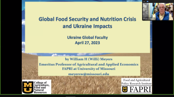 Лекція William H. Meyers «Global Food Security and Nutrition Crisis and Ukraine Impacts» – “Глобальна криза продовольчої безпеки і харчування та її вплив на Україну”